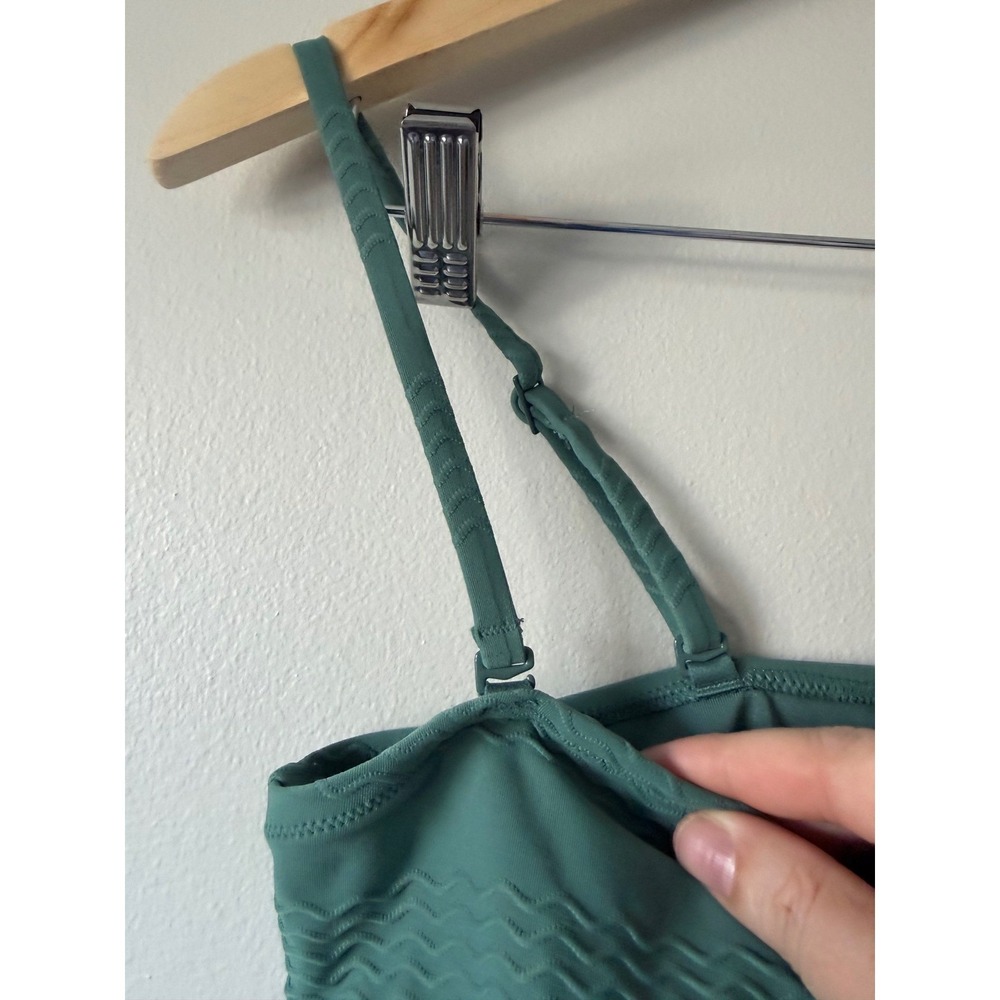 Aerie Teal Green Textured Chevron Bandeau Top Adjustable Straps Medium - Picture 4 of 7